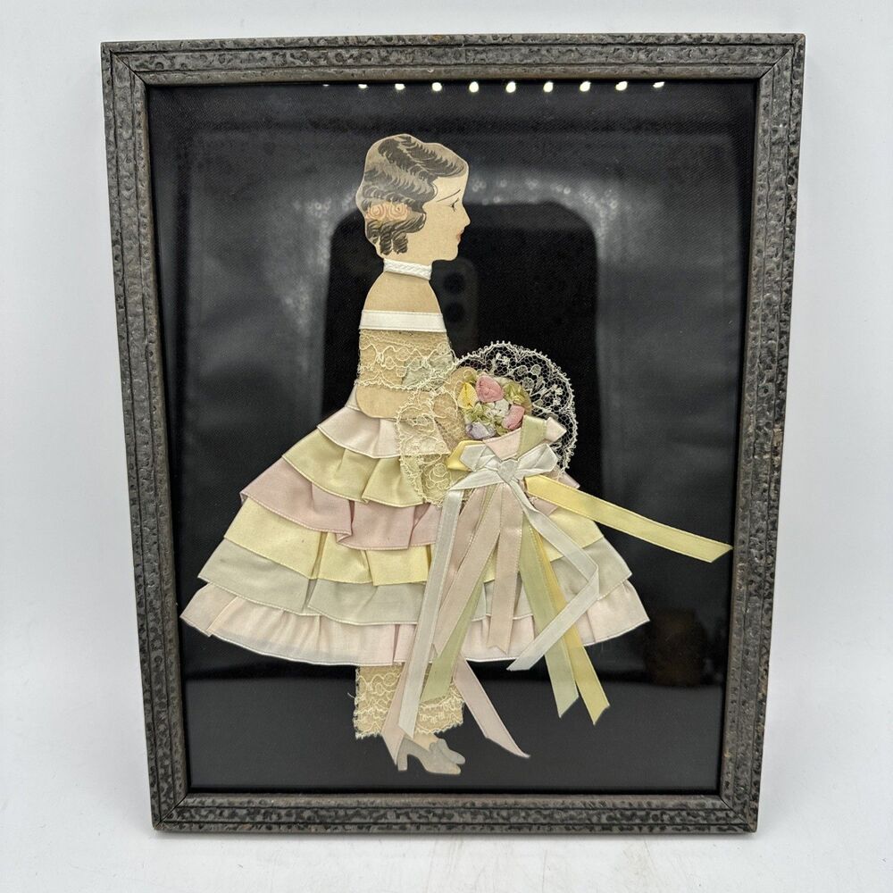 Vintage Ribbon Lady Picture 1920 / 1930 Art Deco